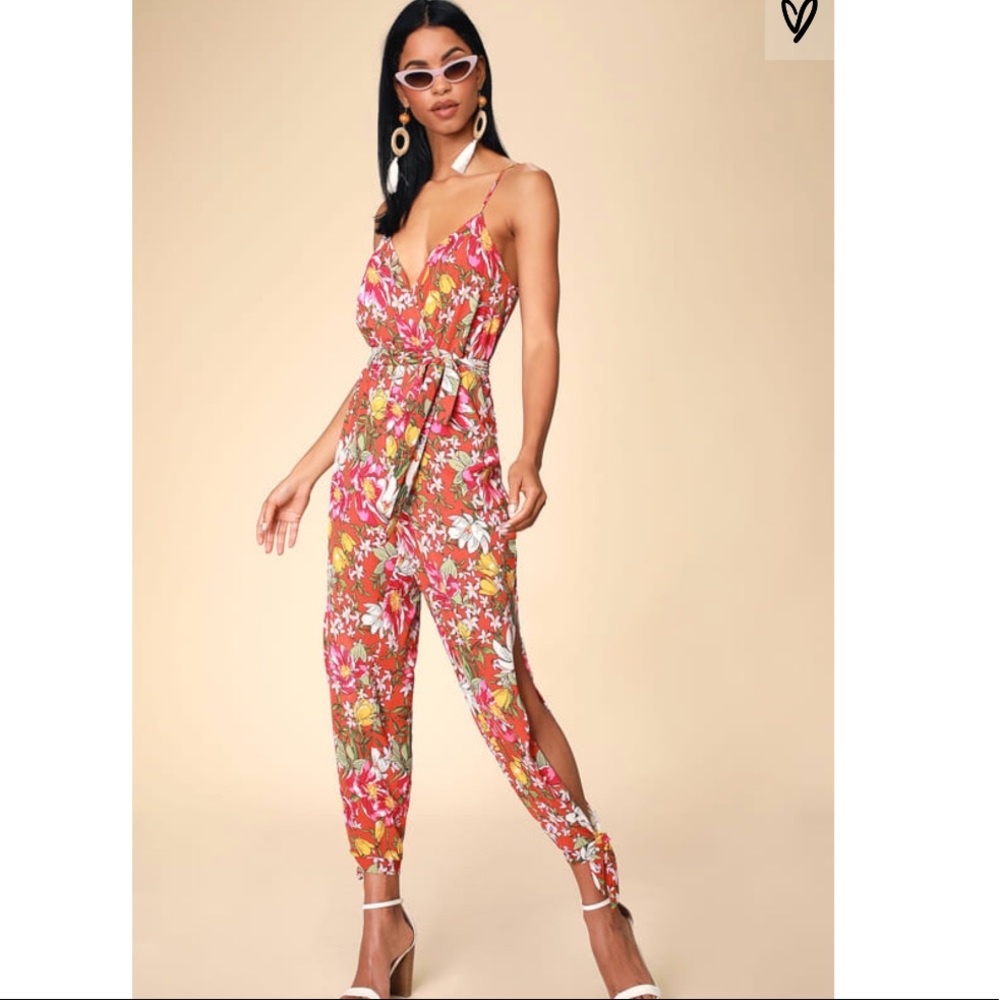 Floral Delight Terra Cotta Floral Print Surplice